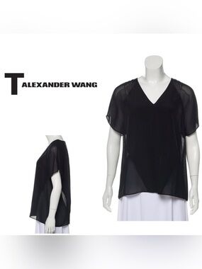T by Alexander Wang
Silk Short Sleeve V Neck Top